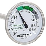 Reotemp 20 Inch Fahrenheit Backyard Compost Thermometer with Digital Composting Guide